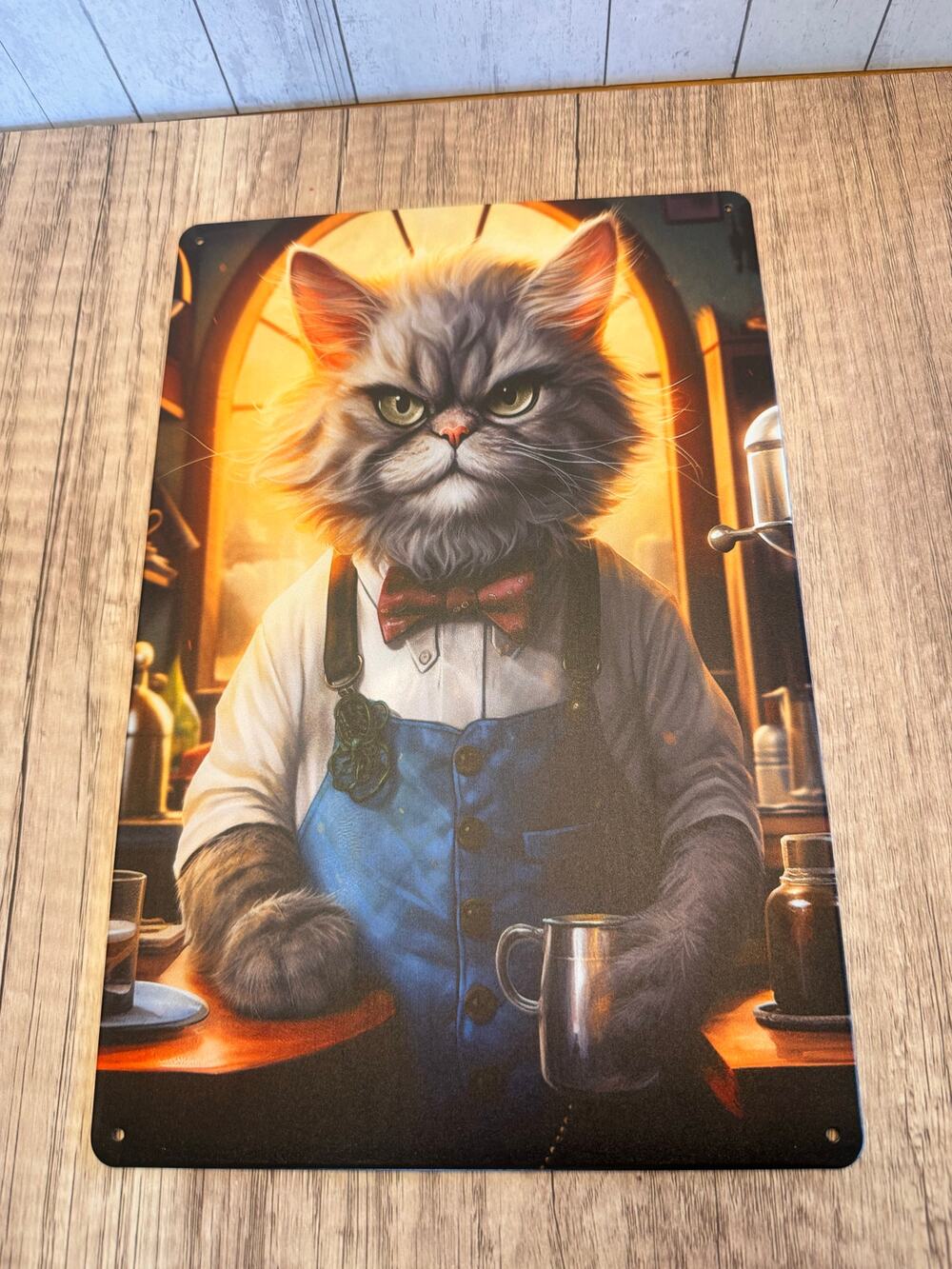 Barista Kitty Metal Sign Cute Cat Coffee Shop Cat Metal Home Decor FAST SHIP